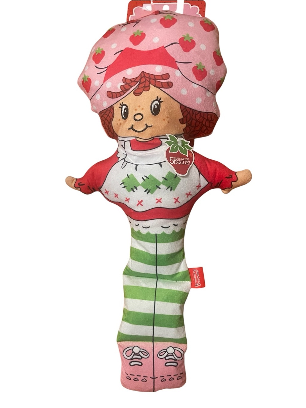 Strawberry Shortcake Dog Toy Plush Squeaky Crinkle Toy - NWT